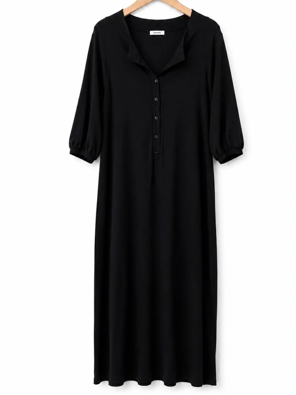 Totême Belize Knit Midi Polo Dress Black Collared Side Slit Oversized XS (s-m) - Picture 3 of 16